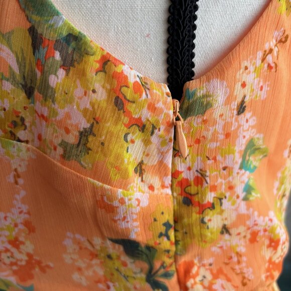 ISAAC MIZRAHI LIVE, BEAUTIFUL ORANGE FLORAL MAXI CHIFFON DRESS, SZ. 8 - Picture 6 of 9